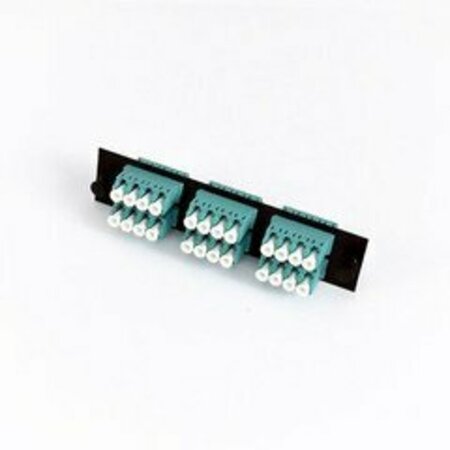 SWE-TECH 3C LGX Comp Adapter Plate featuring a Bank of 6 Quad LC Conn in Aqua for OM3 and OM4 10Gbit FWT68F3-22160